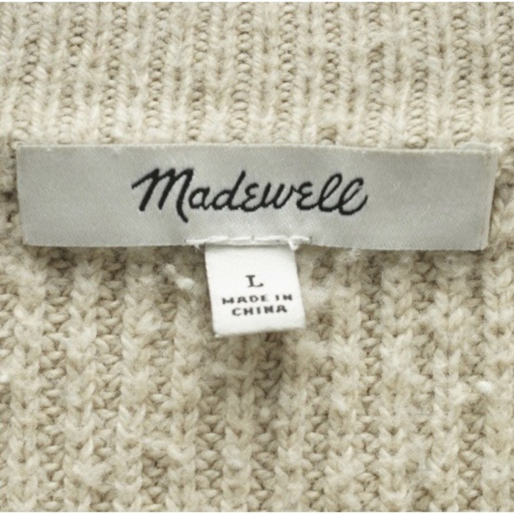 Madewell Women's Sweater Size Large Thompson Pocket Knit Pullover Cream White - Picture 4 of 8